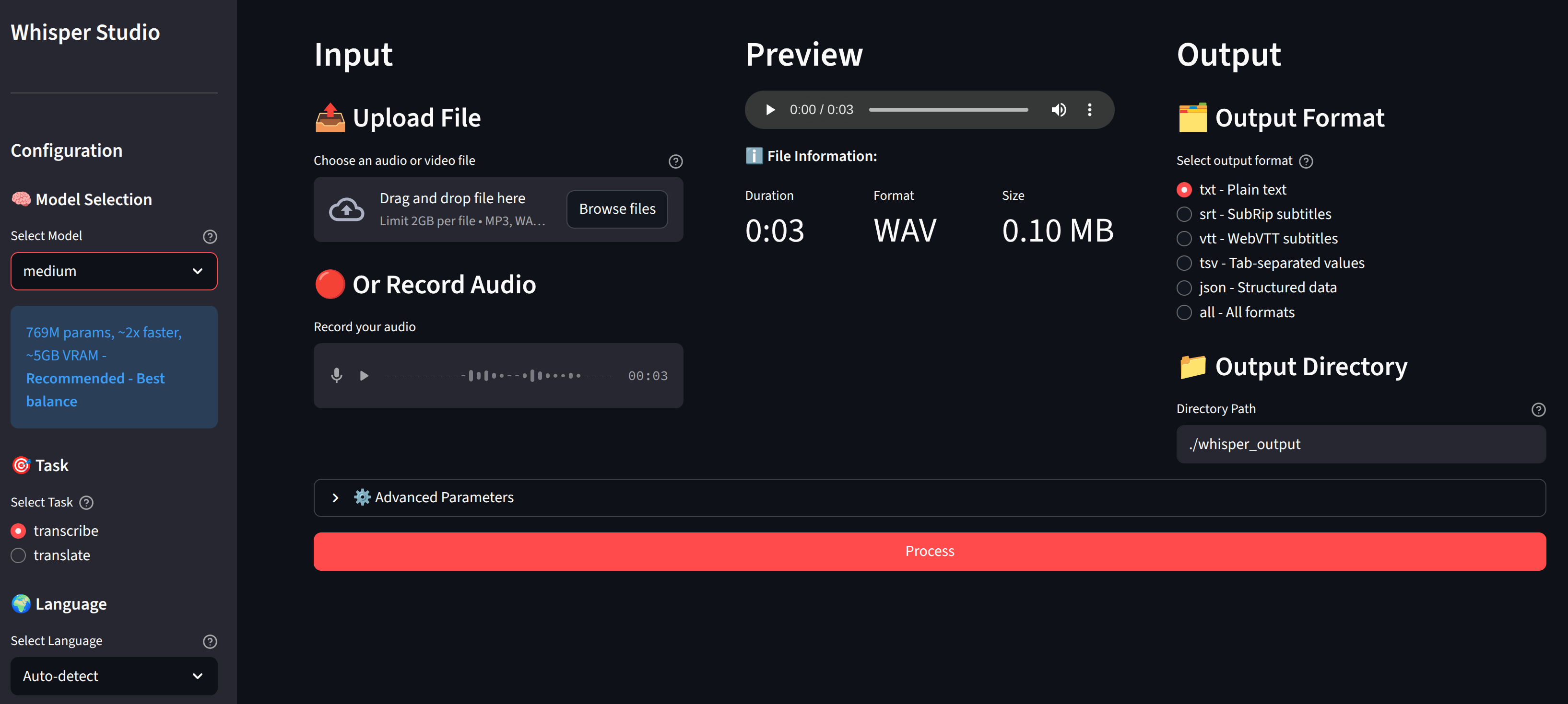 Whisper Studio - speech-to-text interface